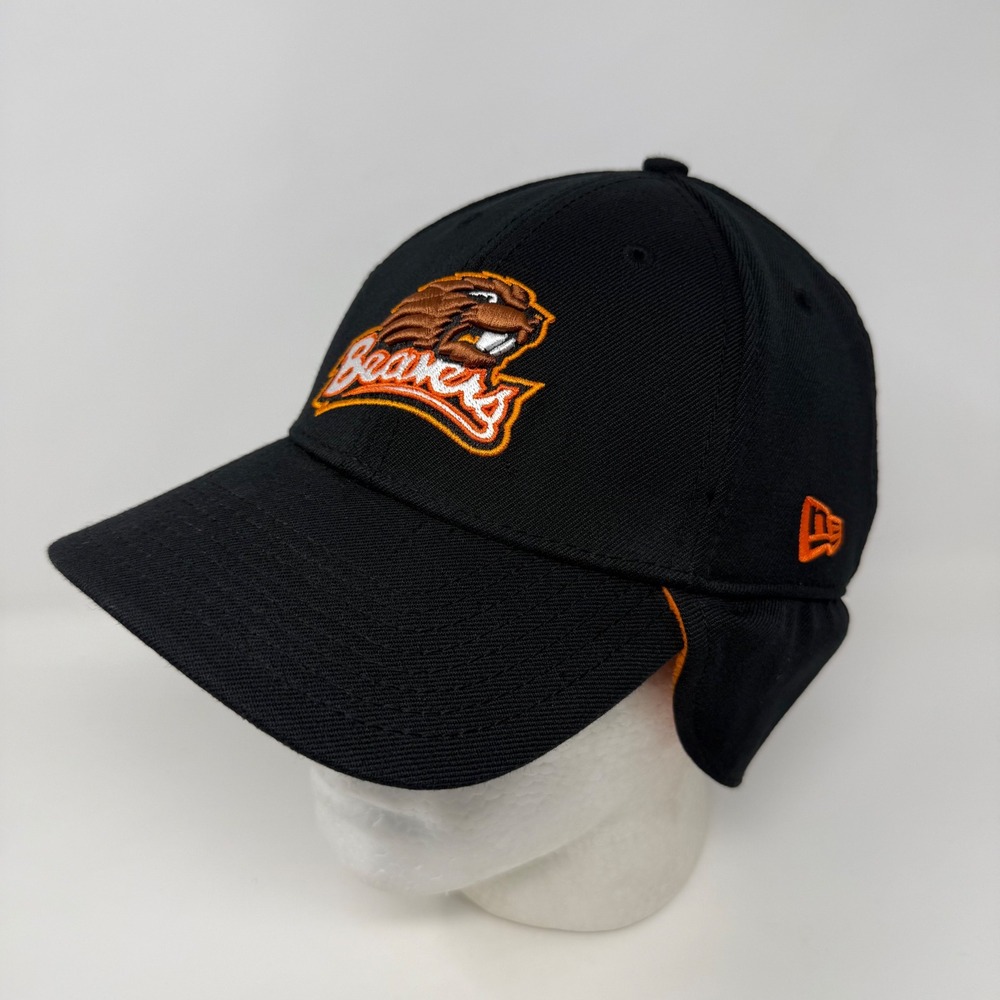 New Era Oregon State Beavers OSU Ear Flap Hat Wool Blend Black Orange Med-Large
